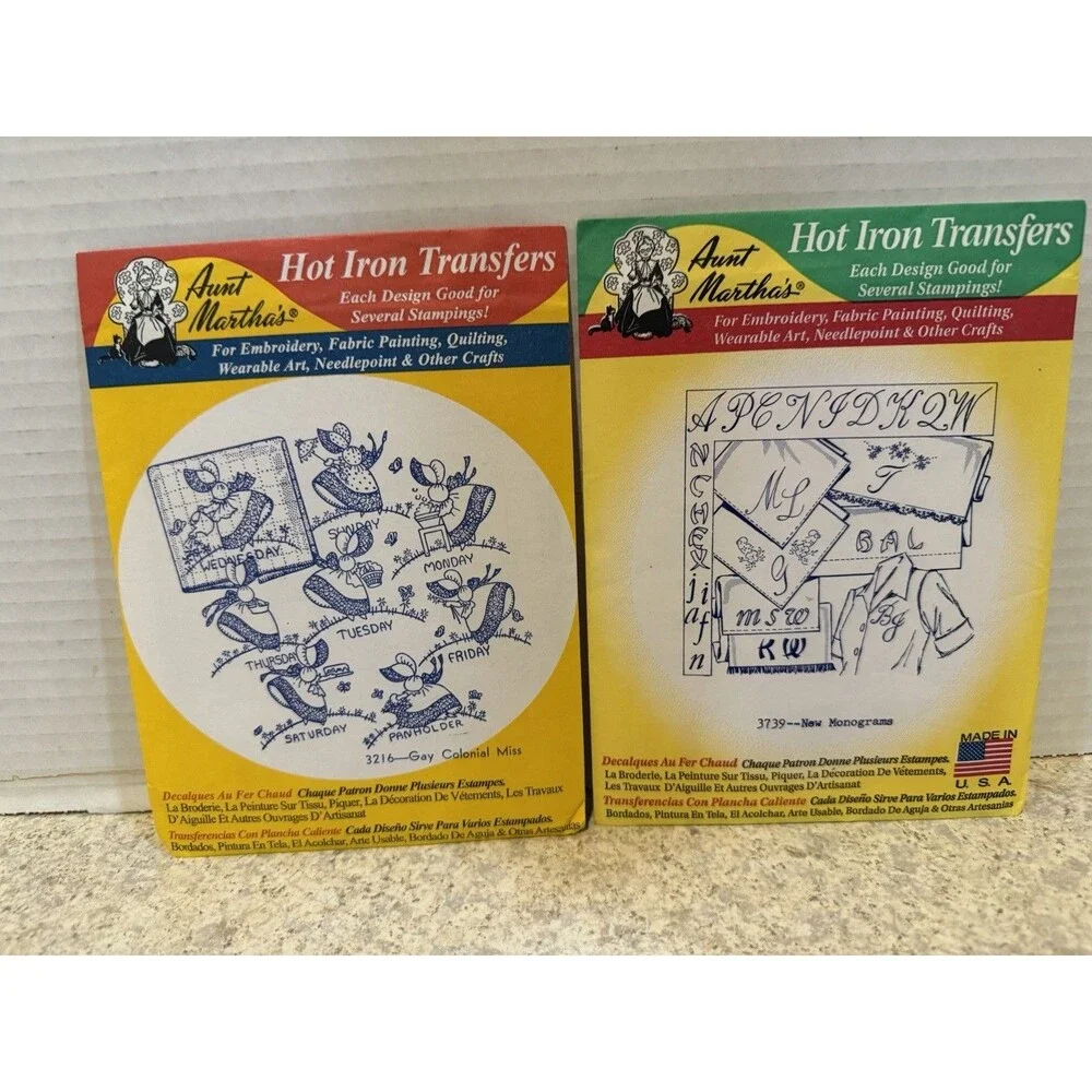 Aunt Martha's Hot Iron Transfer Lot of 7 Sealed + Bonus Tulip Treasures Kit